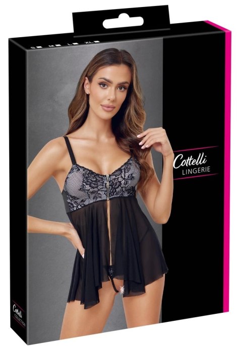 Cottelli LINGERIE - Seksowna Otwarta Haleczka Z Koronką + Stringi Bez Krocza S