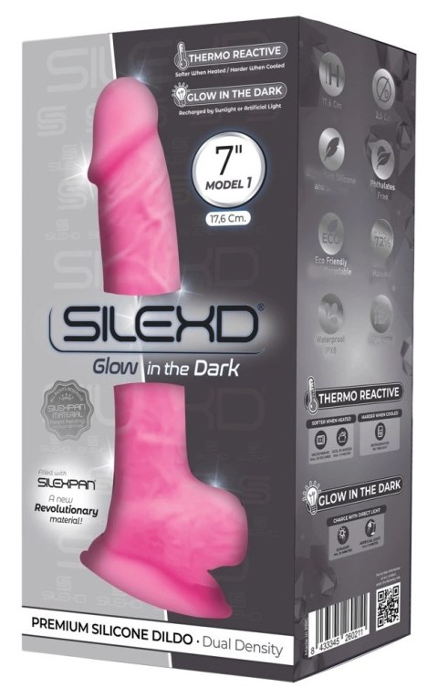 SilexD - Różowe Dildo Świecące W Ciemności 17.6 cm Model 7 Glow in the Dar