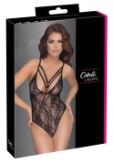 Cottelli LINGERIE - Seksowne Koronkowe Body Z Ozdobnymi Paskami Czarne L