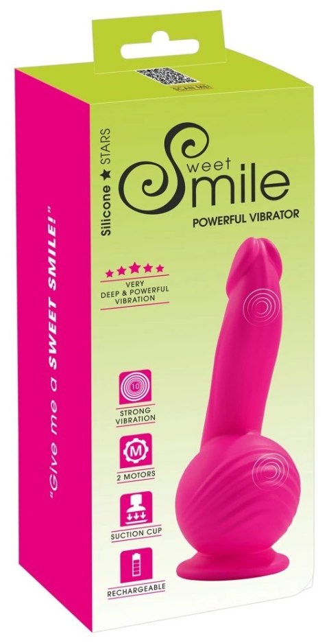 Sweet Smile - Różowy Wibrator Z Przyssawką 19 cm Powerful Vibrator