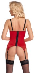 Cottelli LINGERIE Cottelli LINGERIE - Seksowna Haleczka Bez Biustu Z Paskami Do Pończoch + Otwarte Stringi S