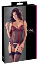 Cottelli LINGERIE - Siateczkowa Koszulka Z Paskami Do Pończoch + Stringi 75B/S Cottelli LINGERIE