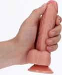 RealRock - Zakrzywione realistyczne dildo z jądrami i przyssawką 15,5 cm RealRock by Shots