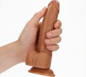 RealRock - Zakrzywione realistyczne dildo z jądrami i przyssawką 18 cm RealRock by Shots