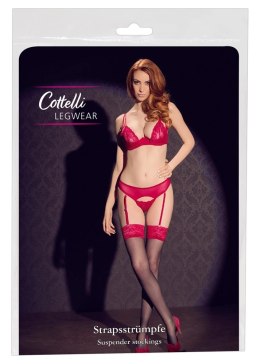 Cottelli LEGWEAR - Czarne Pończochy Z Seksowną Czerwoną Koronką 3