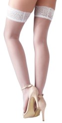 Cottelli LEGWEAR - Białe Klasyczne Pończochy Z Koronką L Cottelli LEGWEAR