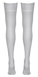 Cottelli LEGWEAR - Białe Klasyczne Pończochy Z Koronką M Cottelli LEGWEAR