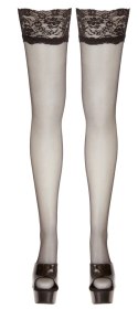 Cottelli LEGWEAR - Czarne Klasyczne Pończochy Z Wysoką Koronką 7