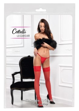 Cottelli LEGWEAR - Czerwone Klasyczne Pończochy Z Piękną Koronką 5