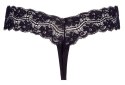 Cottelli LINGERIE Cottelli LINGERIE - Czarne Koronkowe Stringi Z Naszyjnikiem Z Pereł W Kroku XL