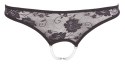 Cottelli LINGERIE Cottelli LINGERIE - Czarne Koronkowe Stringi Z Perłami W Kroczu L