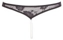 Cottelli LINGERIE Cottelli LINGERIE - Czarne Koronkowe Stringi Z Perłami W Kroczu L