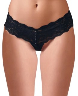 Cottelli LINGERIE Cottelli LINGERIE - Koronkowe Stringi Z Perełkami W Kroczu Czarne L