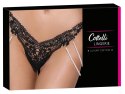 Cottelli LINGERIE Cottelli LINGERIE - Koronkowe Stringi Z Perłowymi Odpinanymi Łańcuszkami M/L