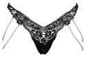 Cottelli LINGERIE Cottelli LINGERIE - Koronkowe Stringi Z Perłowymi Odpinanymi Łańcuszkami M/L