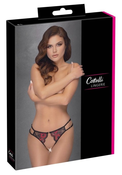 Cottelli LINGERIE Cottelli LINGERIE - Seksowne Mocno Wycięte Koronkowe Majteczki Czarno-Czerwony S-L