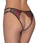 Cottelli LINGERIE Cottelli LINGERIE - Seksowne Mocno Wycięte Koronkowe Majteczki Czarno-Czerwony S-L