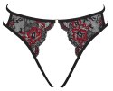 Cottelli LINGERIE Cottelli LINGERIE - Seksowne Mocno Wycięte Koronkowe Majteczki Czarno-Czerwony S-L