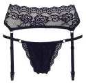 Cottelli LINGERIE Cottelli LINGERIE - Seksowny Koronkowy Pas Do Pończoch I Stringi Czarne L