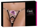 Cottelli LINGERIE Cottelli LINGERIE - Stringi Bez Krocza Z Delikatnej Siateczki I Eleganckim Haftem M/L