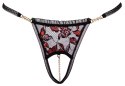 Cottelli LINGERIE - Stringi Z Delikatnej Kwiatowej Koronki Z Perełkami W Kroczu M/L