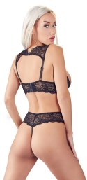 Cottelli LINGERIE - Koronkowy 2-Częściowy Set Biustonosz Bez Miseczek I Wysokie Otwarte Stringi 75B/S