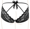 Cottelli LINGERIE Cottelli LINGERIE - Seksowne Koronkowe Majteczki Z Odkrytym Tyłem I Kokardą Czarne XL