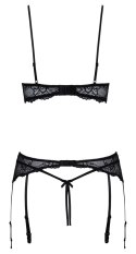 Cottelli LINGERIE - Seksowny Koronkowy 3-Częściowy Zestaw Czarny 85B/L Cottelli LINGERIE