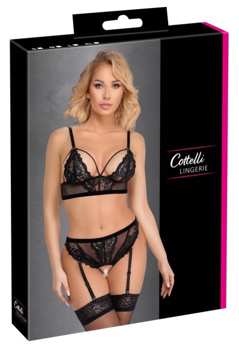 Cottelli LINGERIE Cottelli LINGERIE - Koronkowy Biustonosz Z Pasem Do Pończoch Bez Krocza L