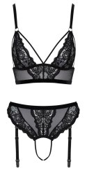 Cottelli LINGERIE Cottelli LINGERIE - Koronkowy Biustonosz Z Pasem Do Pończoch Bez Krocza L