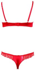 Cottelli LINGERIE Cottelli LINGERIE - Koronkowy Komplecik Biustonosz Bez Miseczek I Otwarte Stringi Czerwone 75B/S