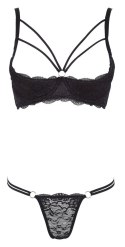 Cottelli LINGERIE - Seksowny Koronkowy Komplecik Stringi I Biustonosz Bez Miseczek Czarny 75C/S Cottelli LINGERIE