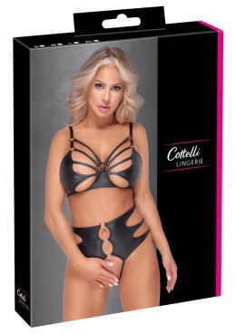 Cottelli LINGERIE - Seksowny Matowy Biustonosz I Wysokie Majtki Z Wycięciami XL