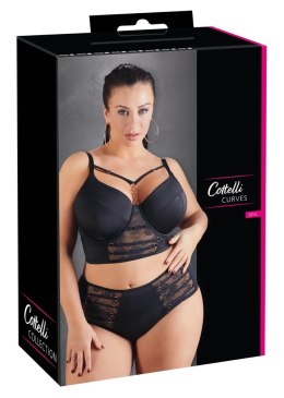 Cottelli CURVES - Seksowny Czarny Biustonosz Z Dodatkiem Koronki I Różowego Złota 85D