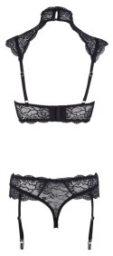 Cottelli LINGERIE Cottelli LINGERIE - Koronkowy Biustonosz Z Kołnierzem I Stringi Z Paskami Do Pończoch 75B/S