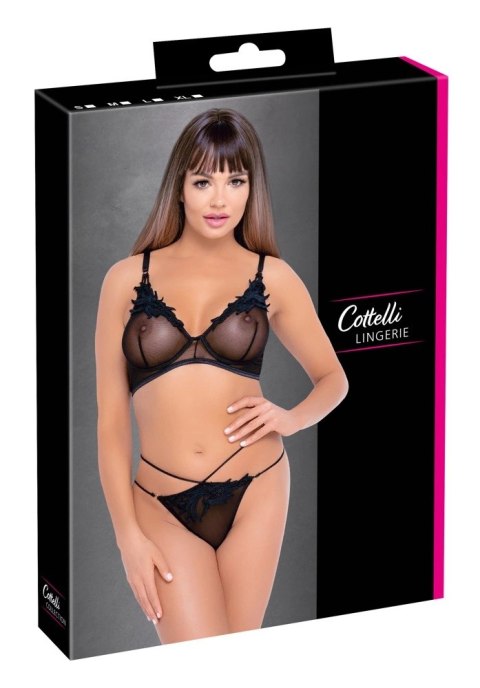 Cottelli LINGERIE - Seksowny Siateczkowy Biustonosz I Stringi Na Cienkich Sznureczkach XL Cottelli LINGERIE