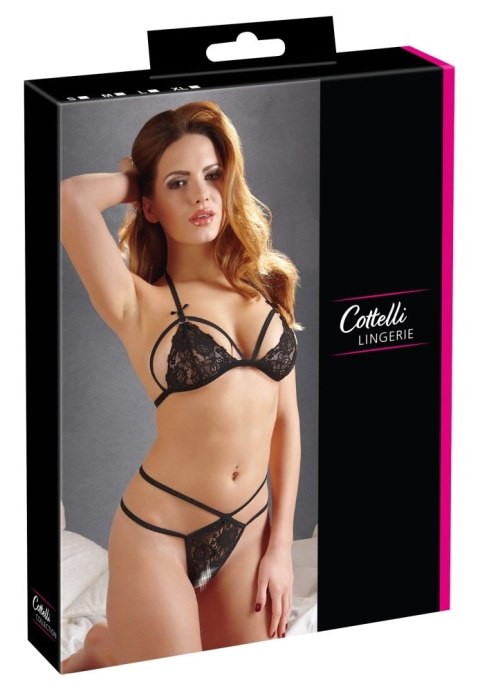 Cottelli LINGERIE - Zmysłowe Koronkowy Zestaw Biustonosz I Stringi Czarny XL Cottelli LINGERIE