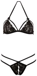 Cottelli LINGERIE - Zmysłowe Koronkowy Zestaw Biustonosz I Stringi Czarny XL Cottelli LINGERIE