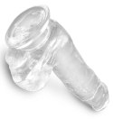 King Cock Clear - Realistyczne Dildo Z Jądrami I Przyssawką Przezroczyste 15 CM