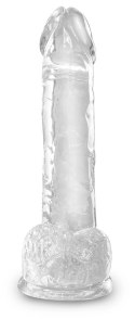 King Cock Clear - Realistyczne Dildo Z Jądrami I Przyssawką Przezroczyste 18 CM