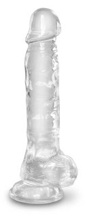 King Cock Clear - Realistyczne Dildo Z Jądrami I Przyssawką Przezroczyste 20 CM