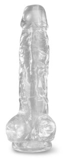 King Cock Clear - Realistyczne Dildo Z Jądrami I Przyssawką Przezroczyste 20 CM