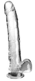 King Cock Clear - Realistyczne Dildo Z Jądrami I Przyssawką Przezroczyste 28 CM