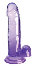 King Cock Clear - Realistyczne Dildo Z Jądrami I Przyssawką Przezroczyste-Fioletowe 18 CM