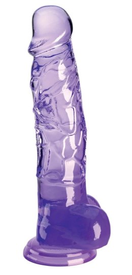 King Cock Clear - Realistyczne Dildo Z Jądrami I Przyssawką Przezroczyste-Fioletowe 20 CM