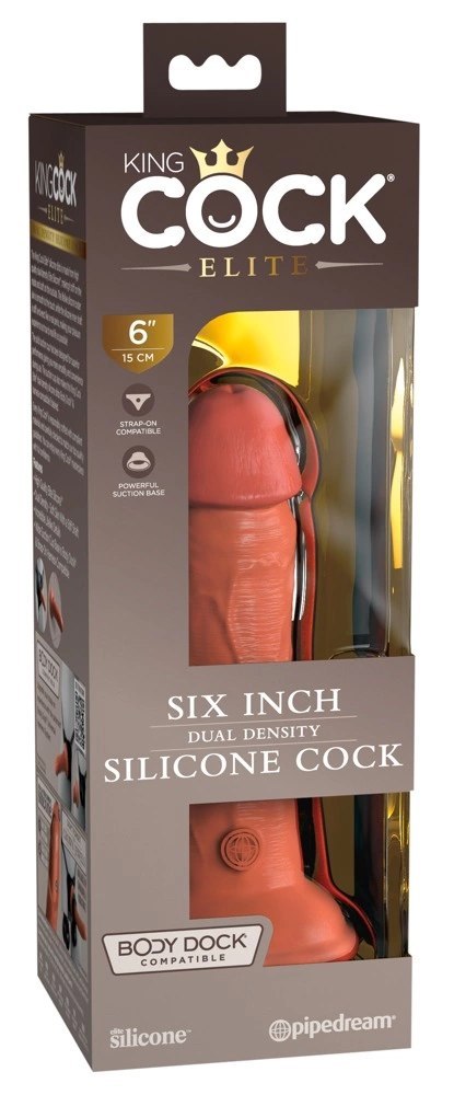 King Cock Elite - Realistyczne Silikonowe Dildo Z Przyssawką 15 CM Ciemny Kolor Skóry