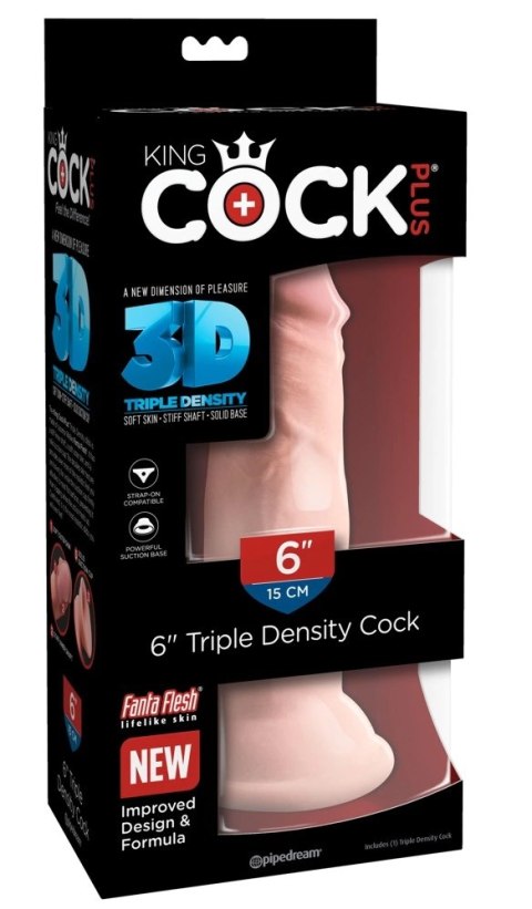 King Cock Plus - Realistyczne Naturalne Dildo Z Przyssawką 15 CM Jasny Kolor Skóry