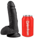 King Cock - Realistyczne Dildo Z Żołędziem Jądrami I Żyłkami 18 CM Czarny King Cock