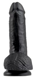 King Cock - Realistyczne Dildo Z Żołędziem Jądrami I Żyłkami 18 CM Czarny King Cock