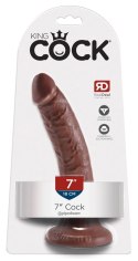 King Cock - Realistyczne Dildo Z Żyłkami I Przyssawką 18 CM Brązowy Kolor Skóry King Cock